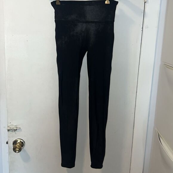 SPANX Black Sueded Shimmer Leggings-M - Picture 2 of 10